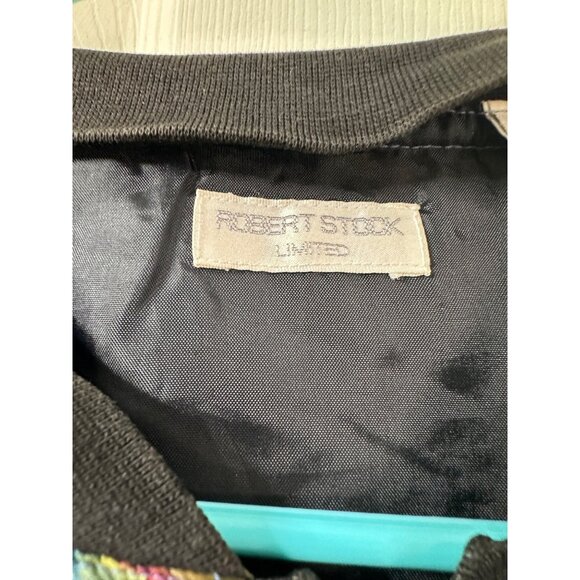 VTG Robert Stock Ltd Quilted Silk Bomber Jacket Retro Paisley Blue Multi-Color L - Picture 3 of 12